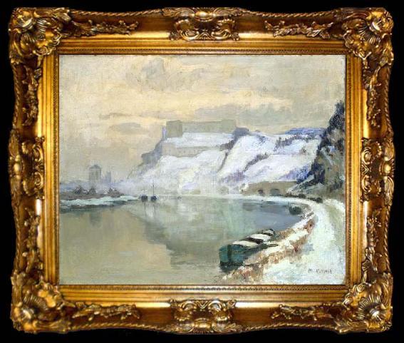 framed  Maurice Galbraith Cullen Huy on the Meuse, ta009-2